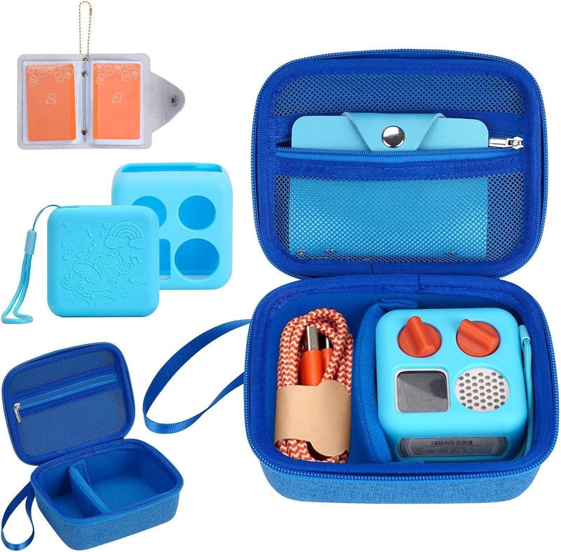 YouKnow Hard Case and Silicone Cover for Yoto Mini Player, Kids Audio Music Accessory with Card Case Holder for up to 10 Cards (Blue) - Image 1